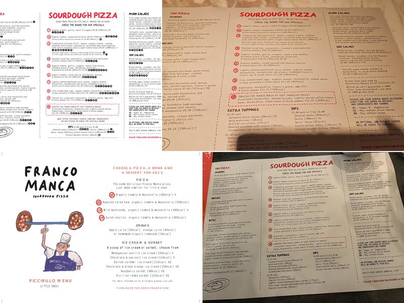 Franco Manca Peterborough Menu