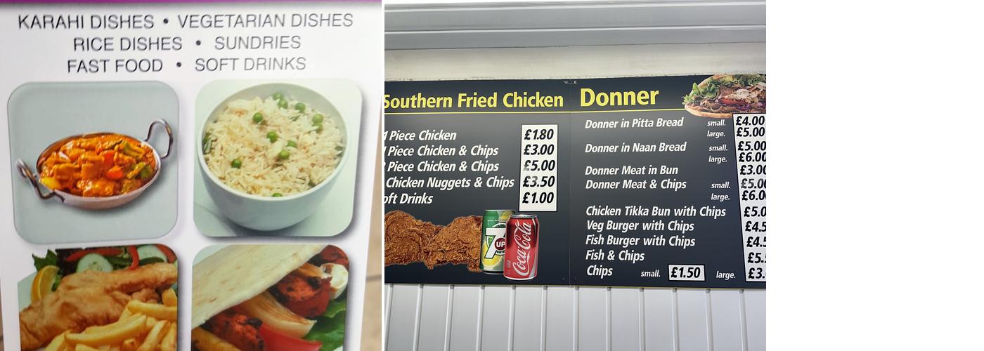 Roshni Take Away Menu