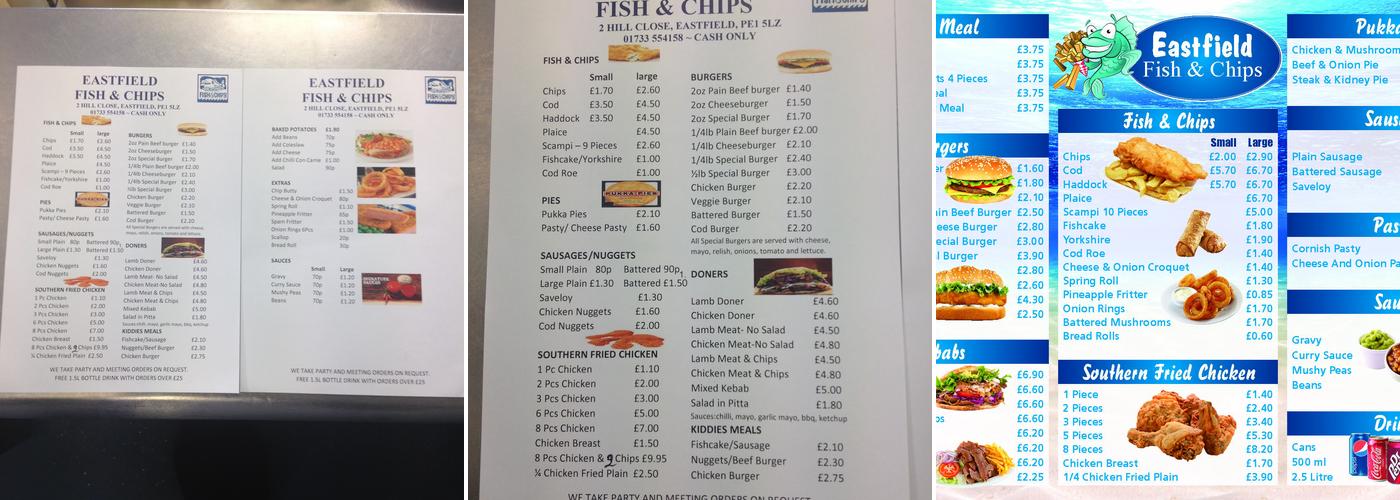 Eastfield Fish & Chips Menu