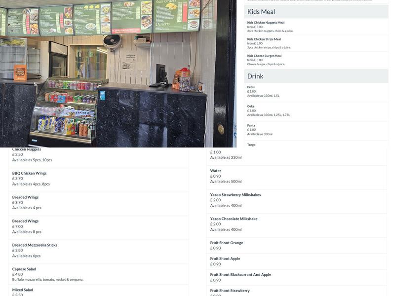 Thorney Pizza & Kebab Menu