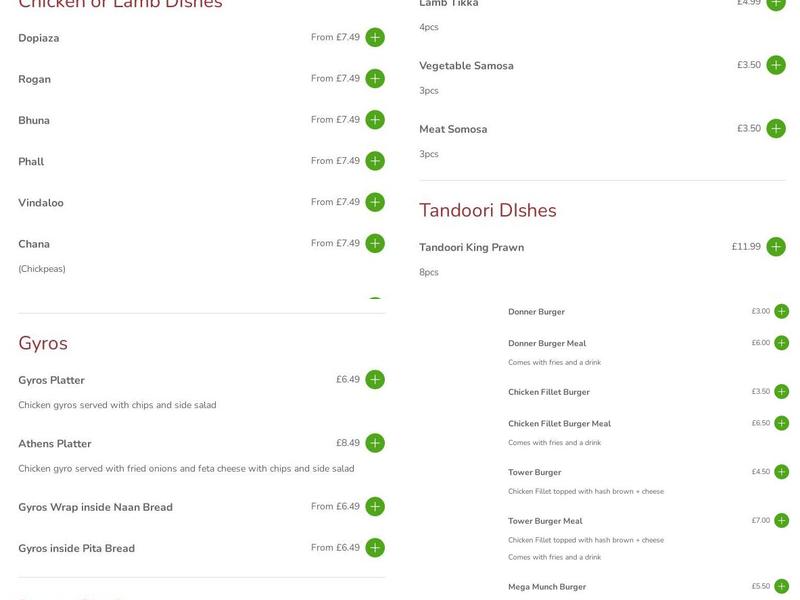 The Curry Masala. Menu