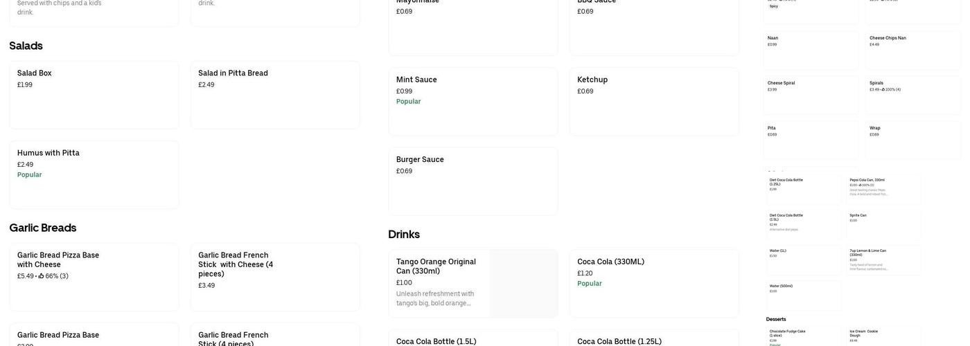 O’ Pizza & Kebabs Menu