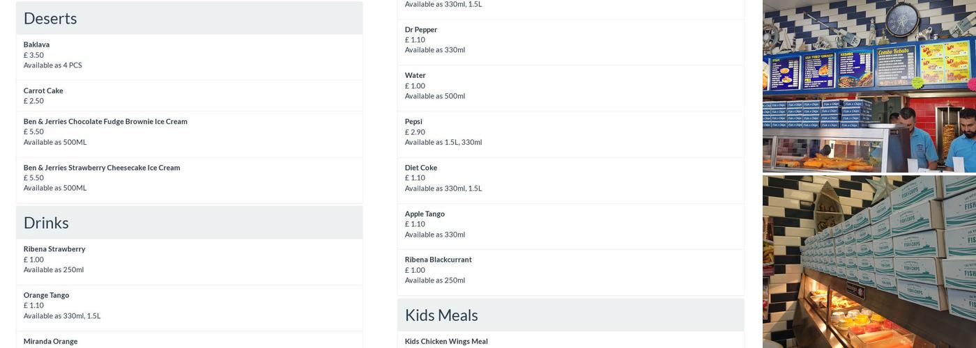 Rumbles Fish Bar Menu