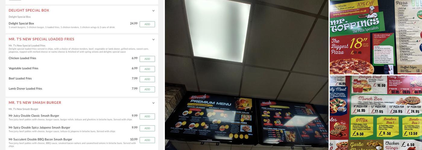 Mr Toppings Menu