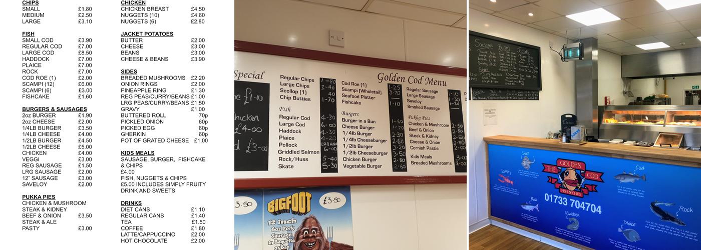 The Golden Cod Werrington Menu