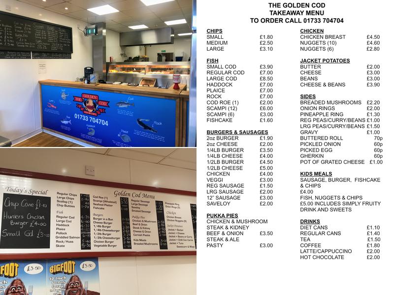 The Golden Cod Werrington Menu