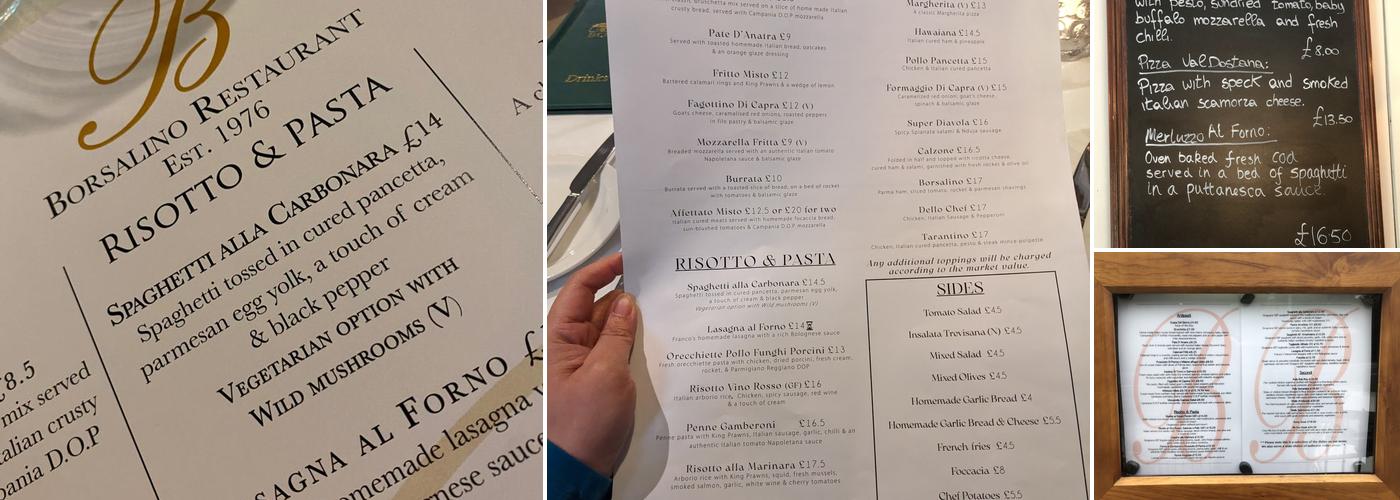 Borsalino Menu