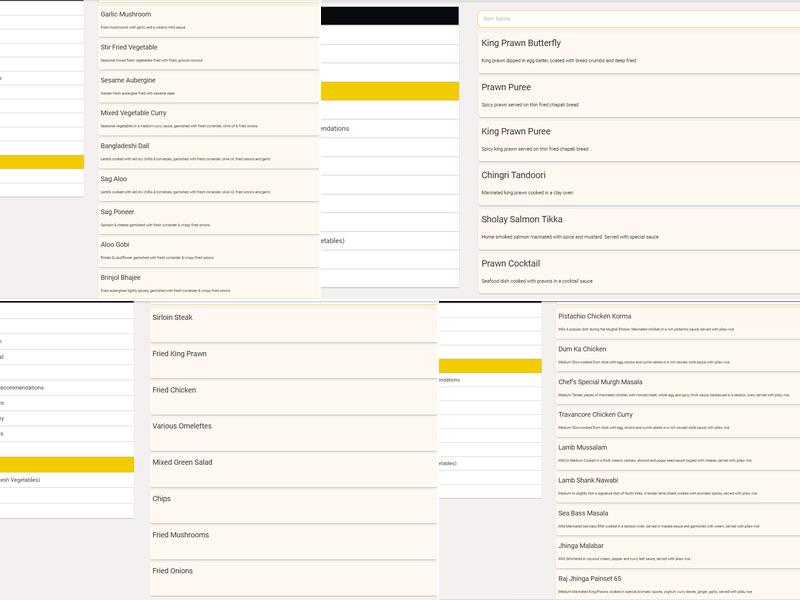 The Paradise Balti House Menu