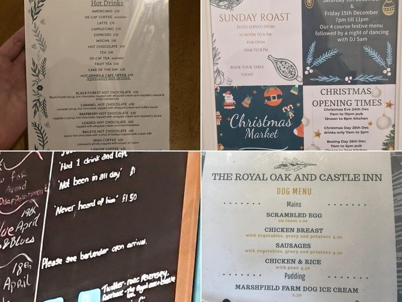 The Royal Oak & Castle Menu