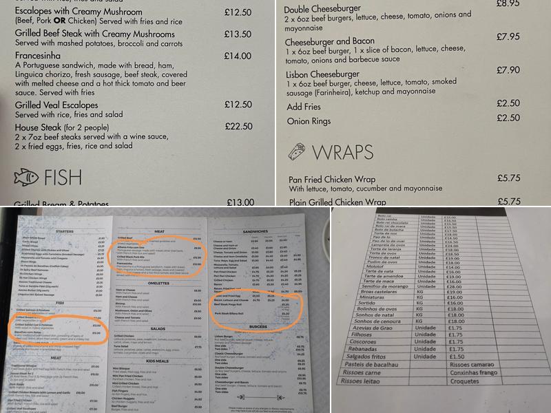 Lisbon Bakery and Restaurant Menu