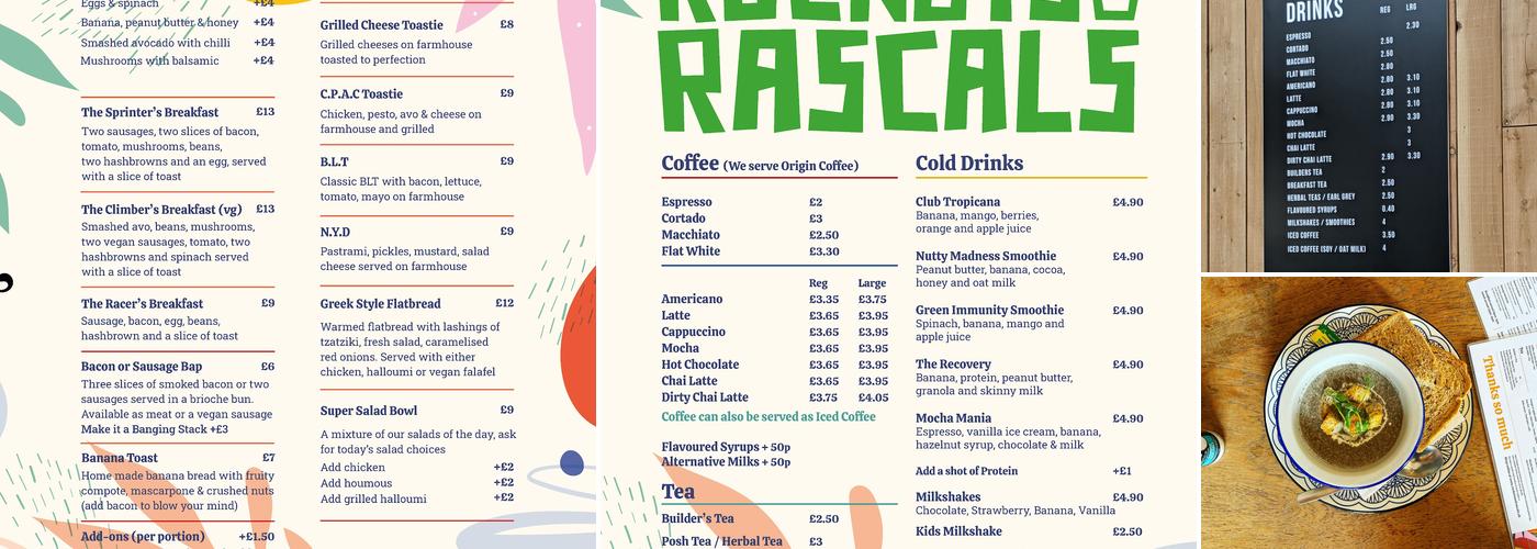 Rockets and Rascals Menu