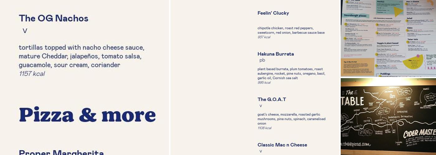 The Plymouth Stable Menu