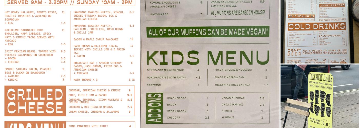 Minerva cafe & clothing Menu