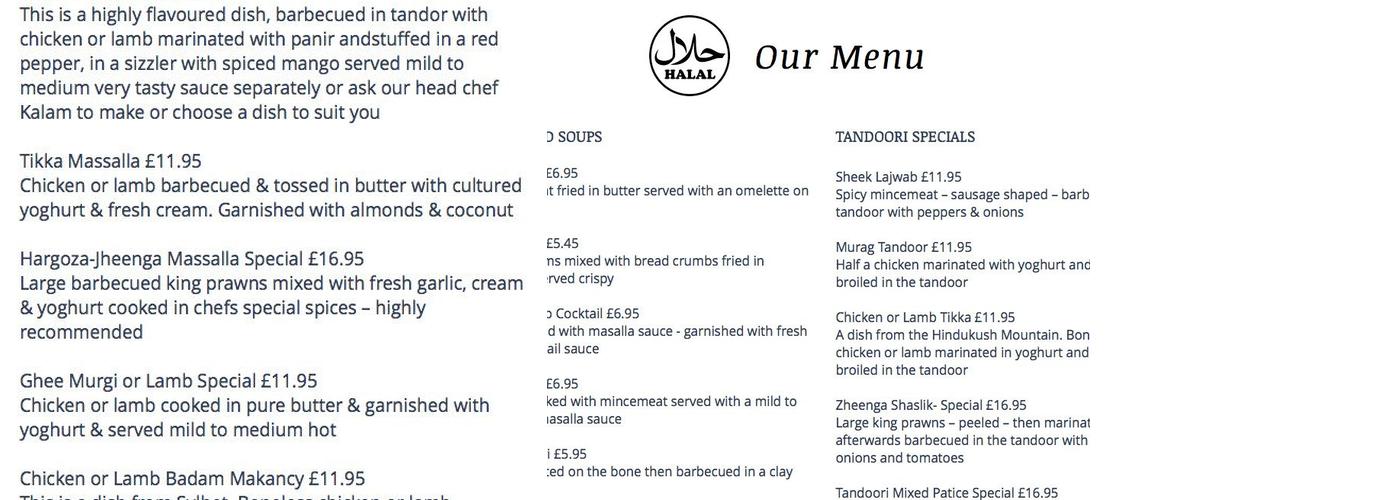 The Eastern Eye Menu