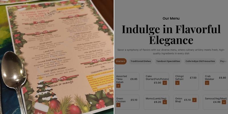 Cafe Indiya Menu