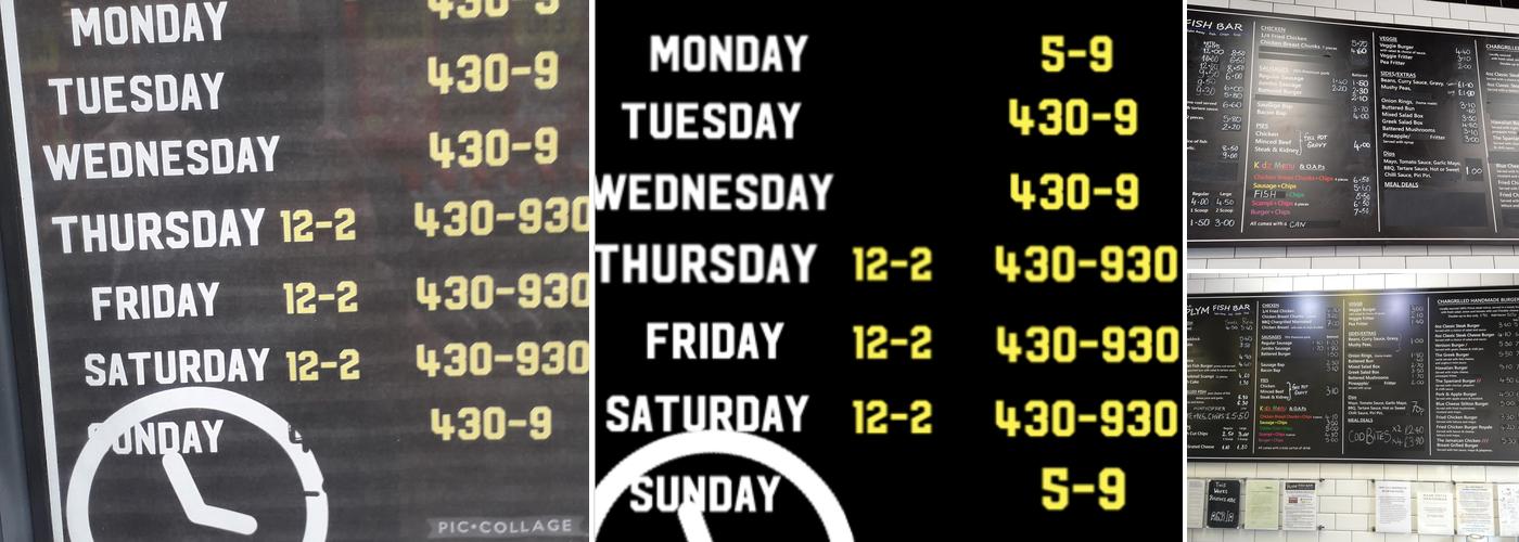 The Plym Fish Bar Menu