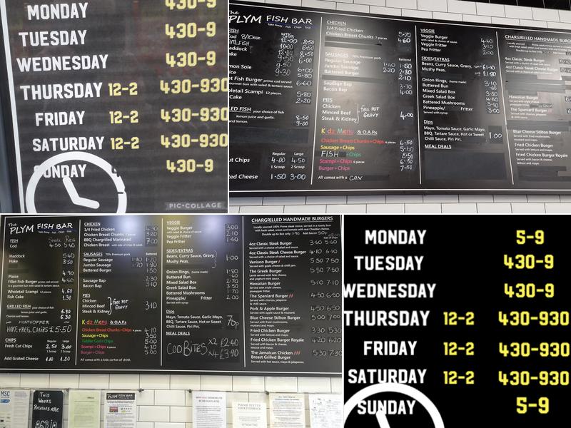 The Plym Fish Bar Menu