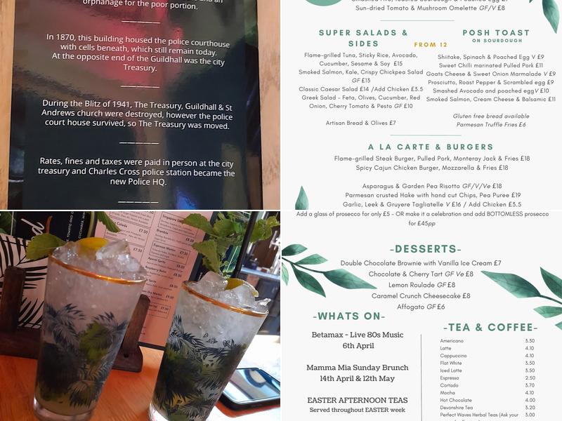 The Treasury Cafe-Bar-Restaurant Menu