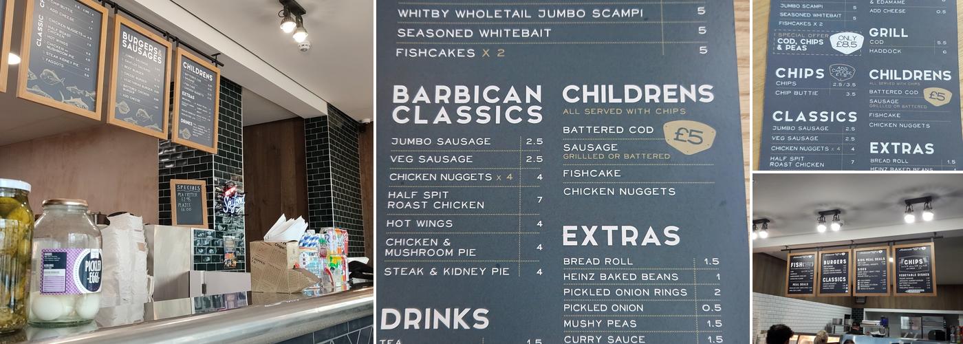 Harbourside Gluten free @ Barbican Fish Bar Menu