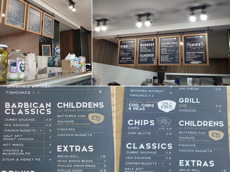 Harbourside Gluten free @ Barbican Fish Bar Menu