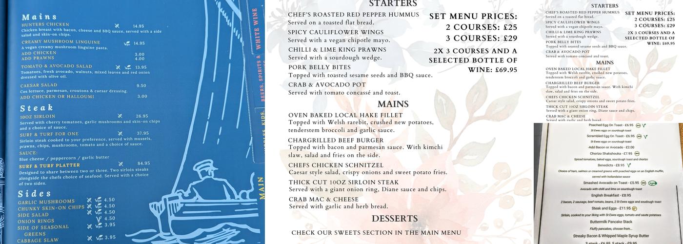 Pier Masters House Menu