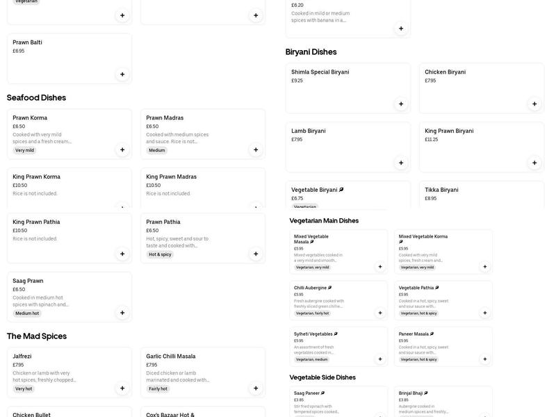 Shimla Indian Takeaway Menu