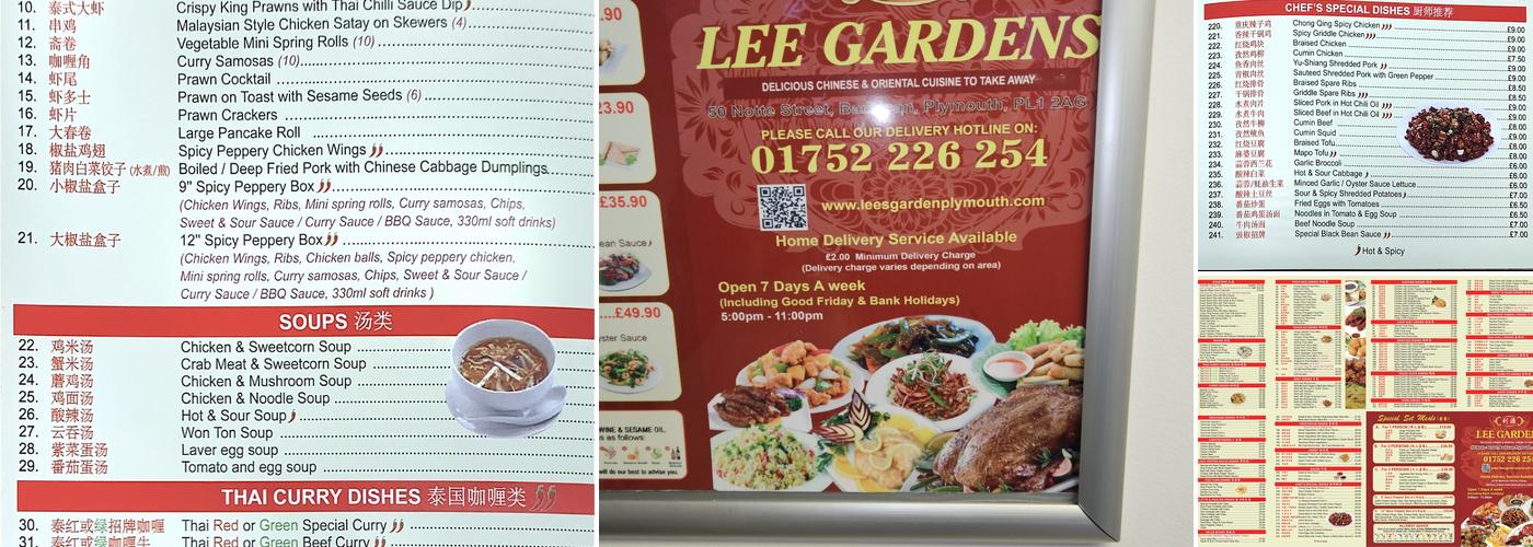 Lee Gardens Menu