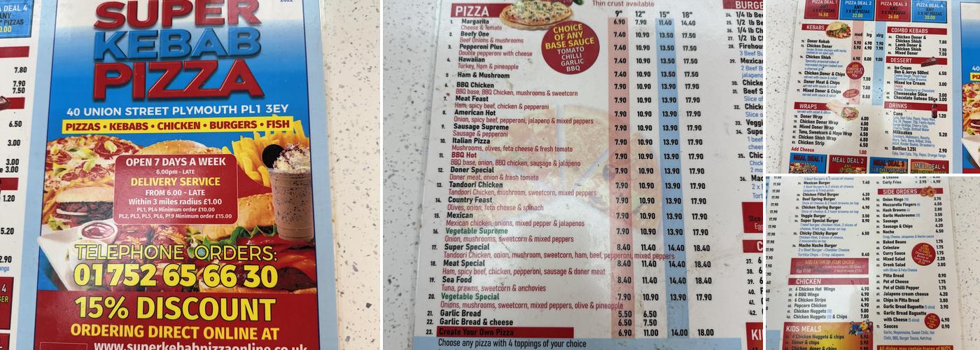 Super Kebab Pizza Menu