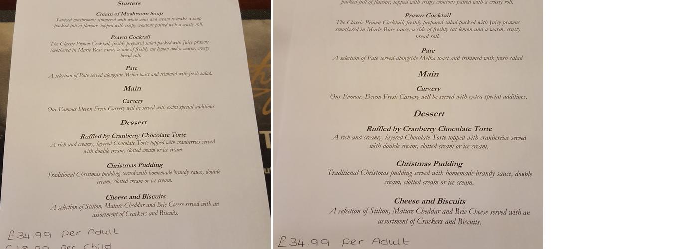 The Cherry Tree Pennycross Menu