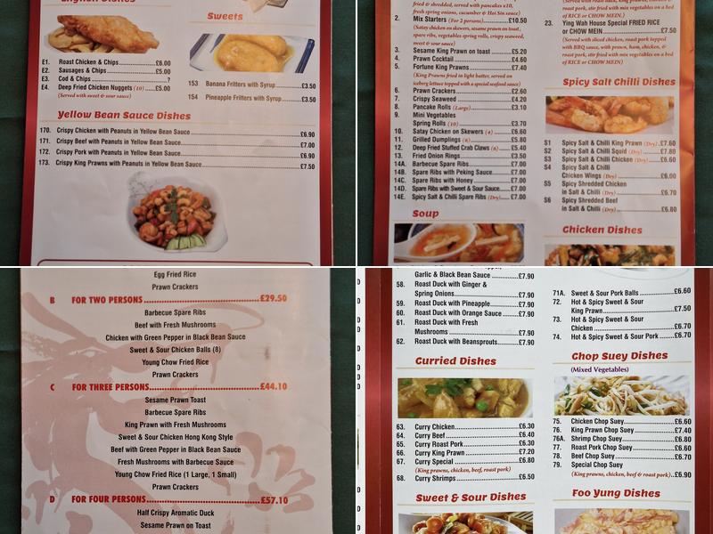 New Ying Wah Chinese takeaway Menu