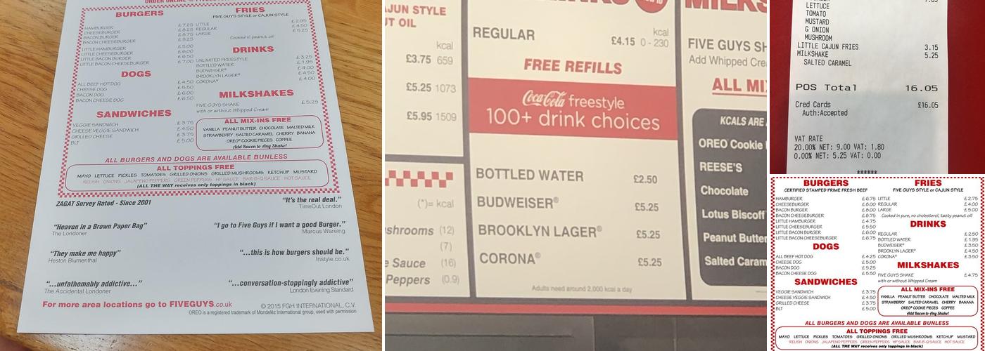 Five Guys Ashton Under Lyne Menu