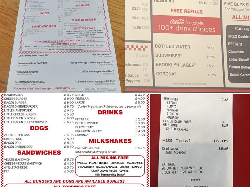 Five Guys Ashton Under Lyne Menu