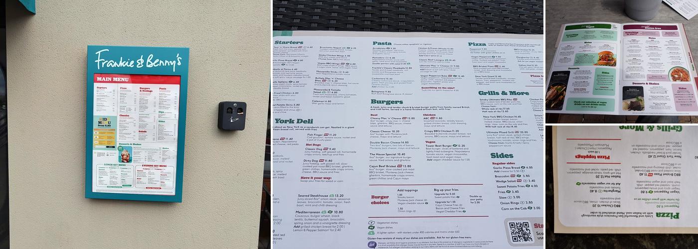 Frankie & Benny's Menu