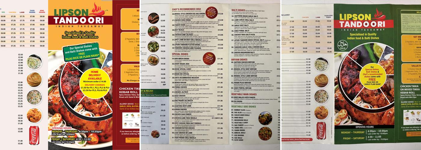 Lipson Tandoori Menu