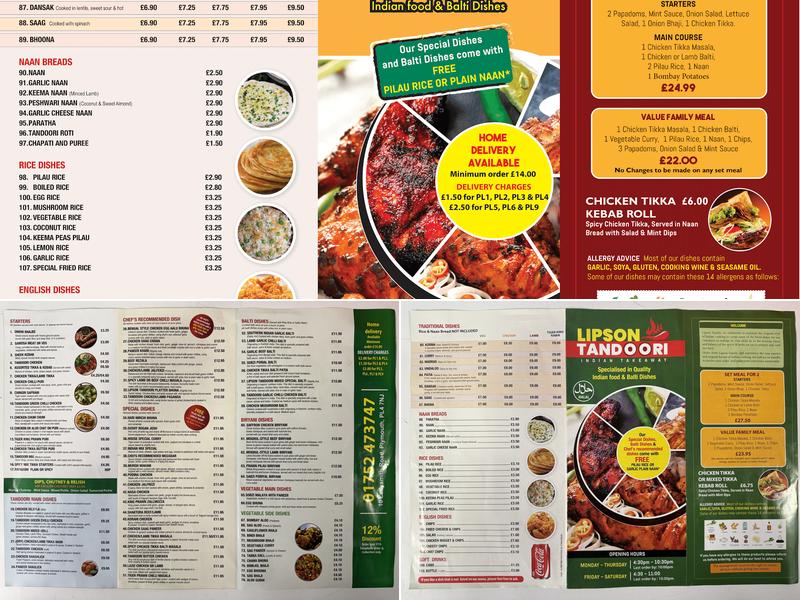 Lipson Tandoori Menu
