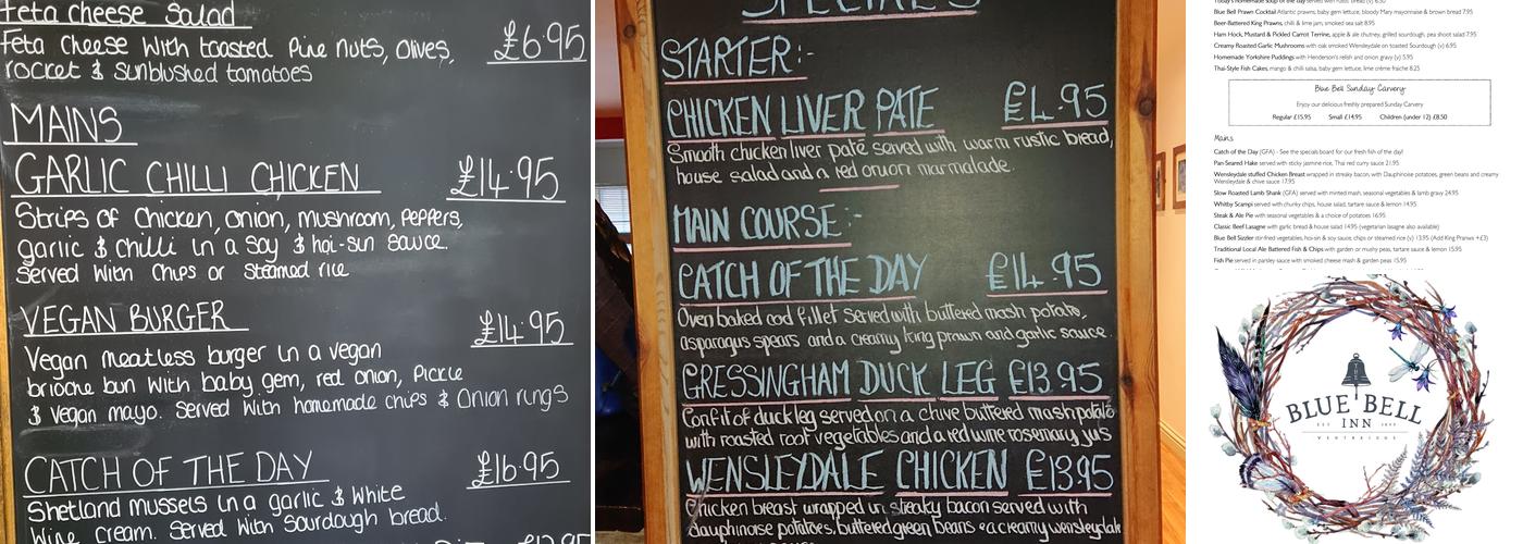 The Blue Bell Inn Menu