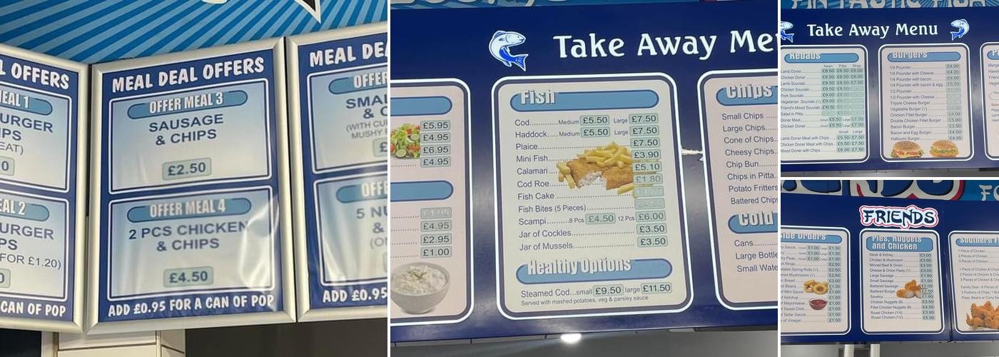Friends Fish Bar Minsterley Menu