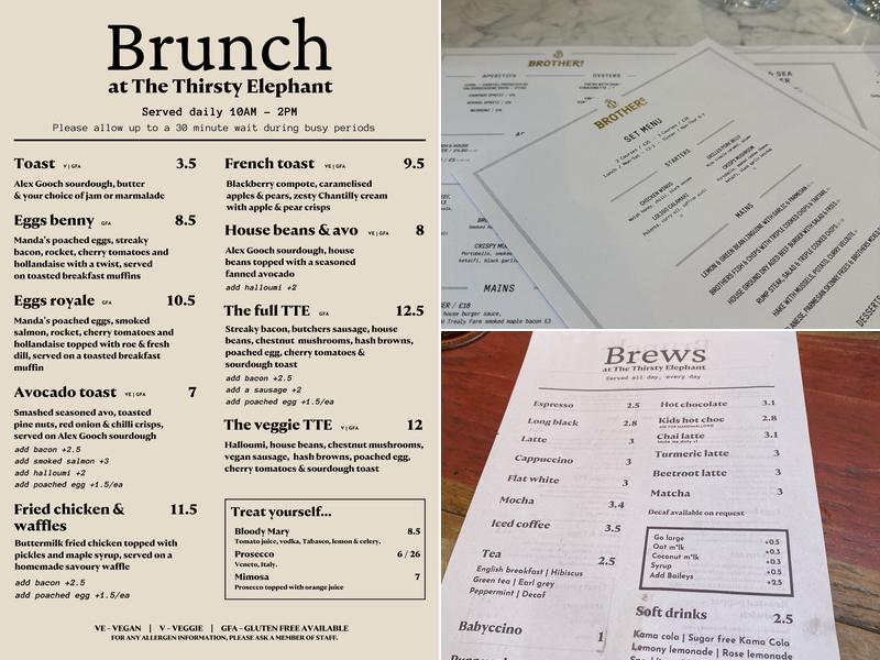 The Thirsty Elephant Coffee + Bar Menu