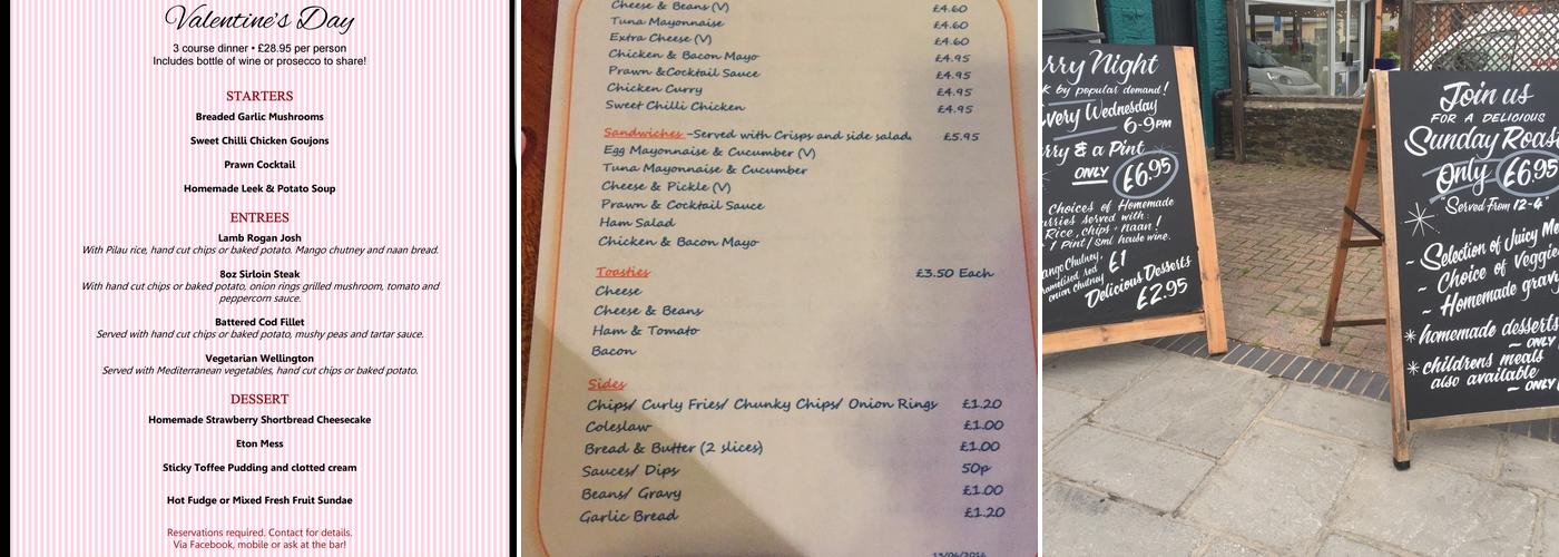 The Talbot Arms Menu