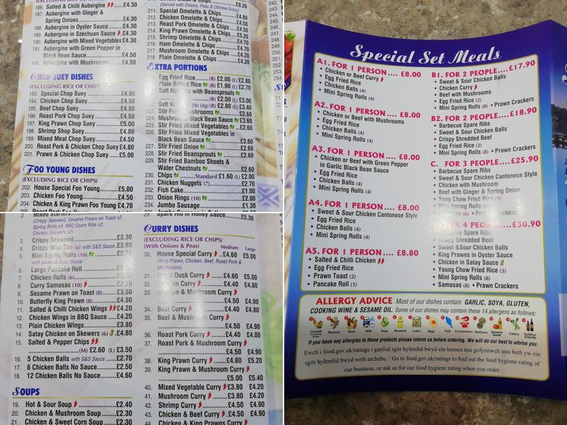 Blue Ocean Cantonese Menu