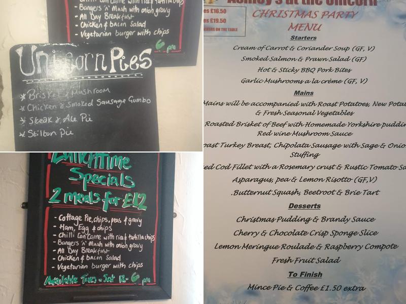 The Unicorn aka Ashley's Menu