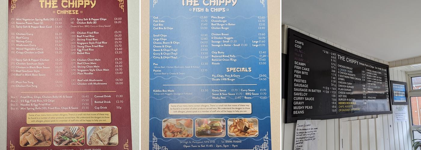 The Chippy Menu