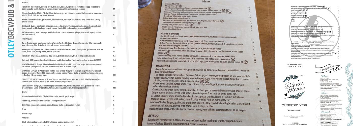 Otley Brewpub & Kitchen Menu