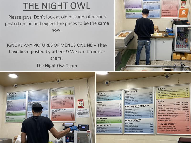 The Night Owl Menu