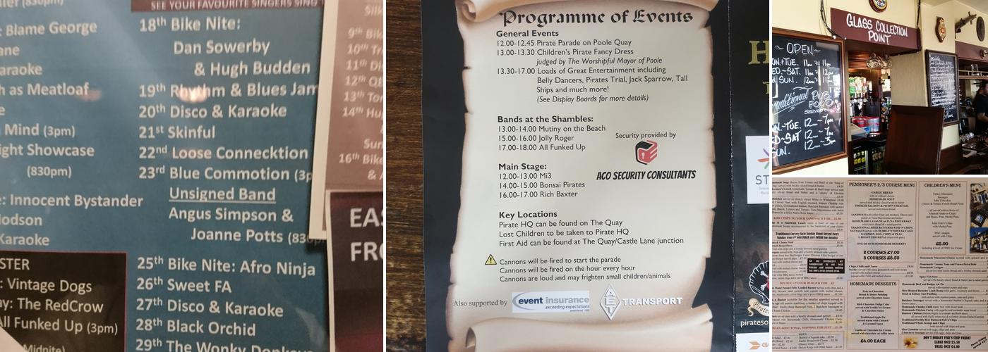 Lord Nelson Poole Menu