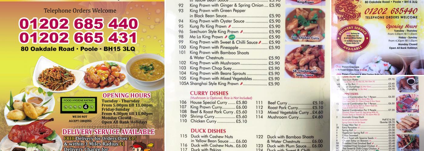 Wong's Dragon Menu