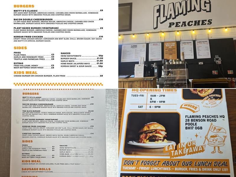 Flaming Peaches Menu