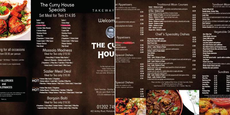 The Curry House Menu