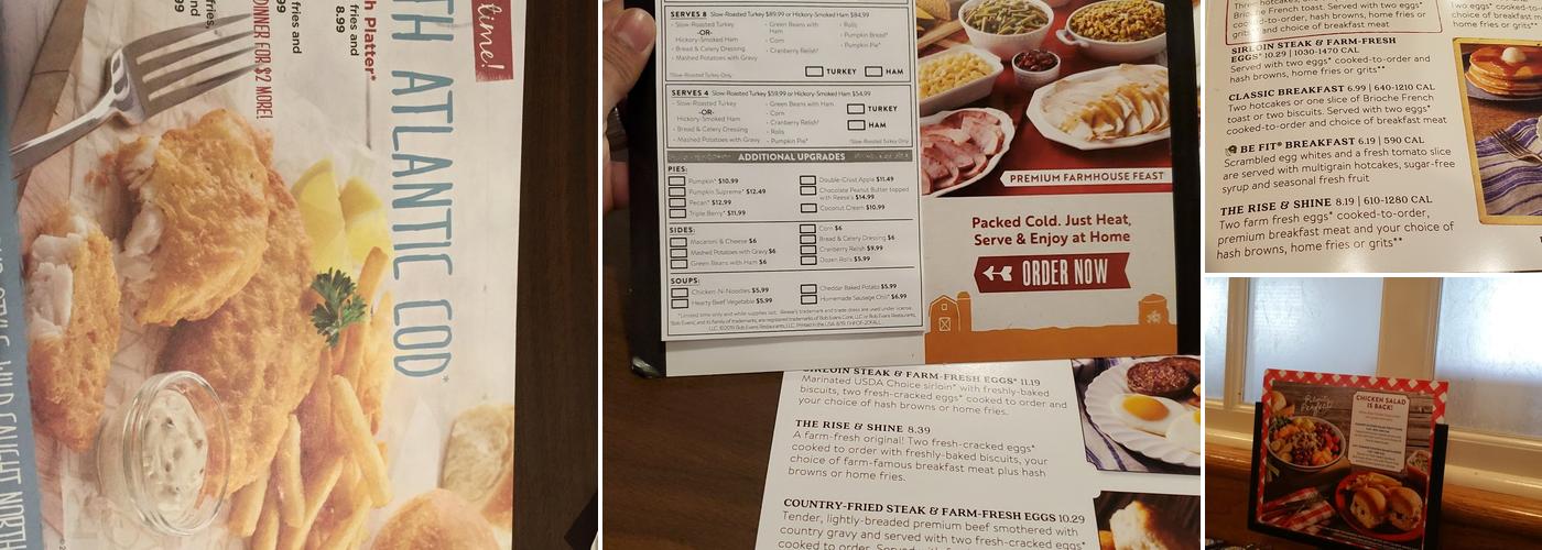 Bob Evans Menu