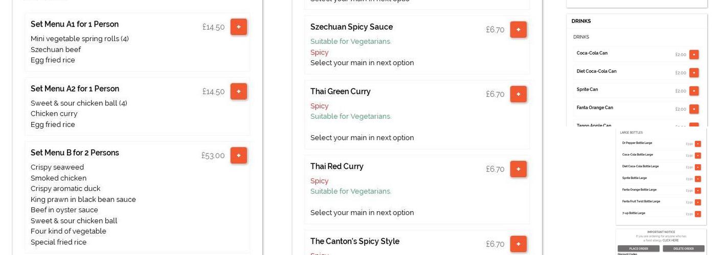 The Canton Chinese Takeaway Poole Menu